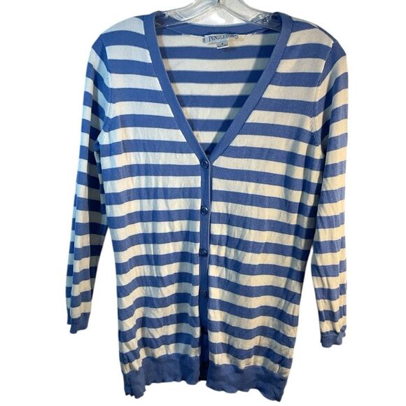 Pendleton ladies sweater cardigan small blue white nautical academia casual day - Picture 1 of 11